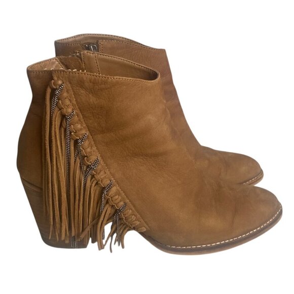 Dolce Vita Shoes - Dolce Vita Size 9.5 Juneau Ankle Boots Fringe Chain Neutral Brown Shoes Suede
